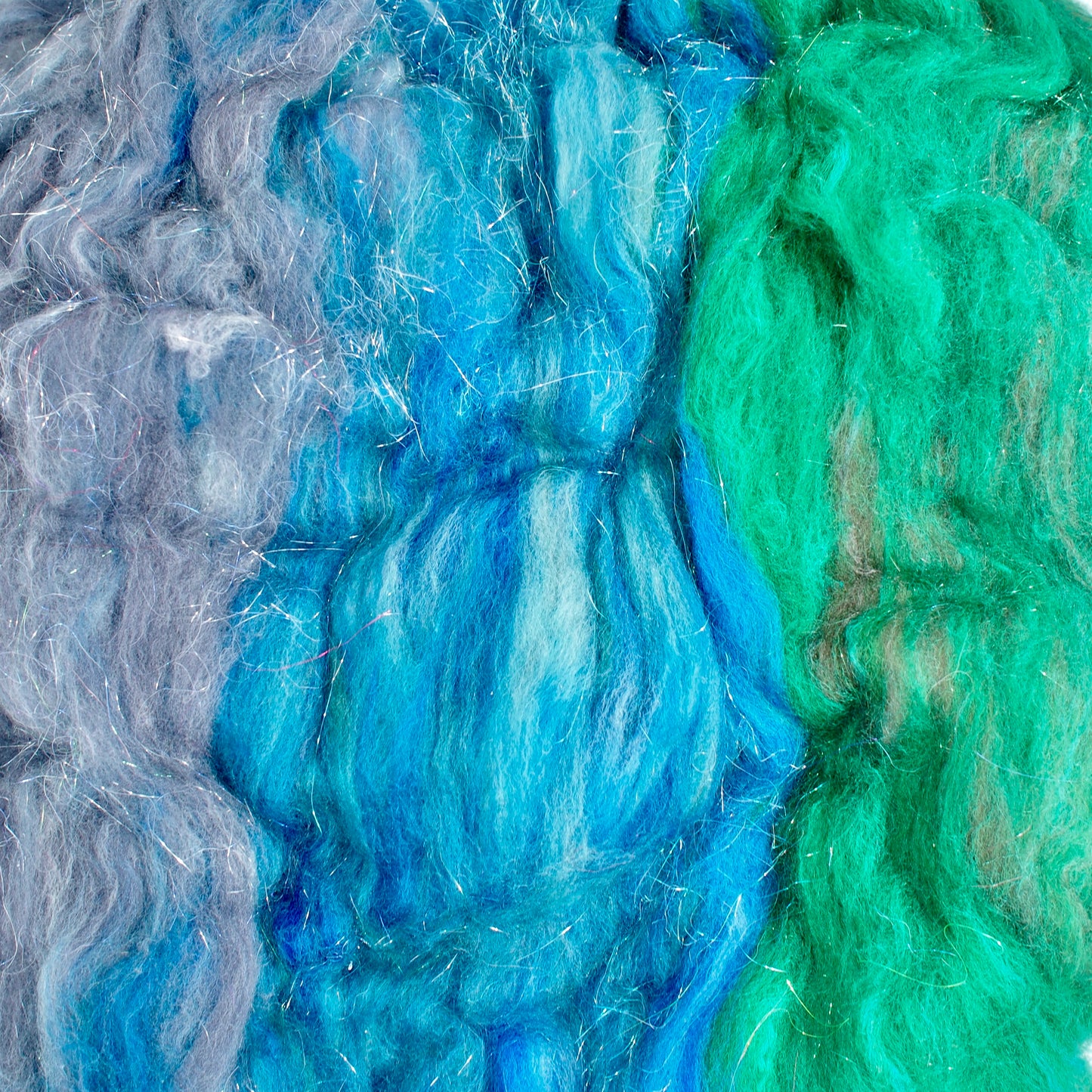 Mixed Fiber Batt - Ombré Blue/Green