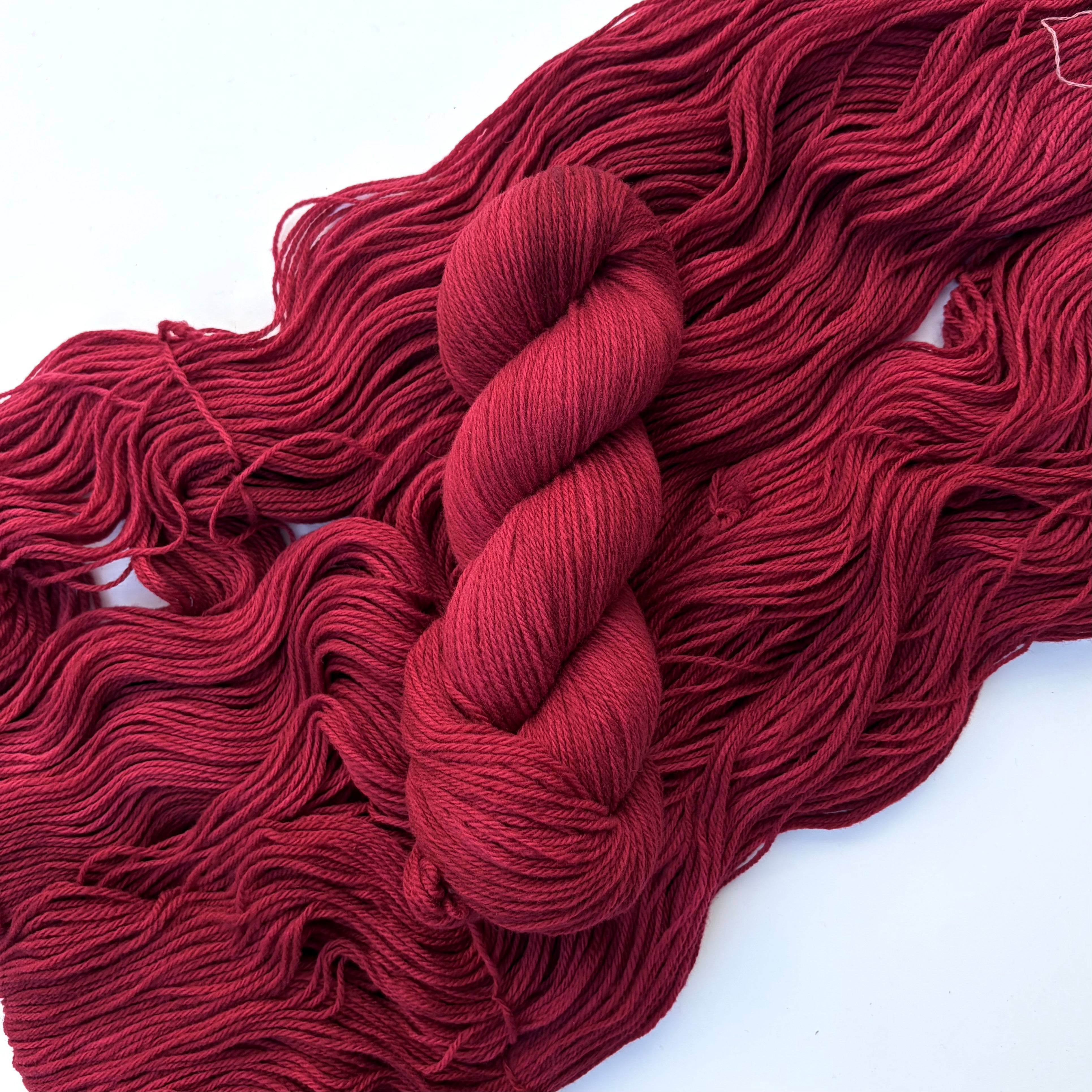 cranberry red woolen spun Corriedale hand-dyed yarn for knitting and ...