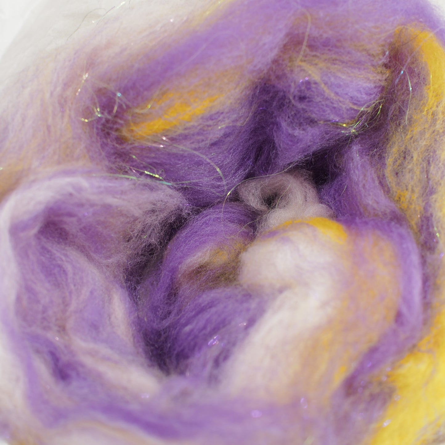 Mixed Fiber Batt - Purple/Yellow/Gray