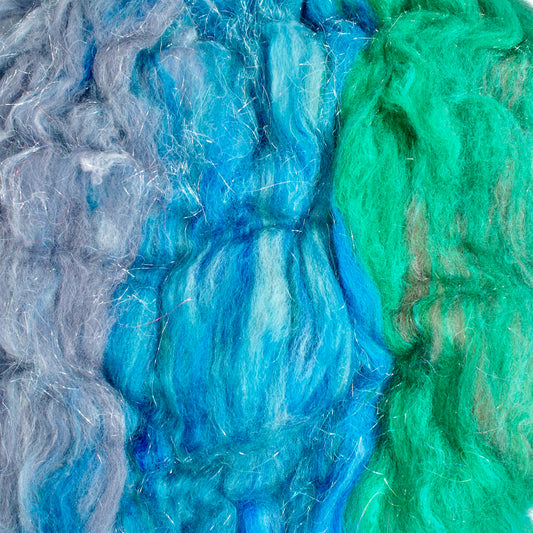 Mixed Fiber Batt  - Ombré Blue/Green