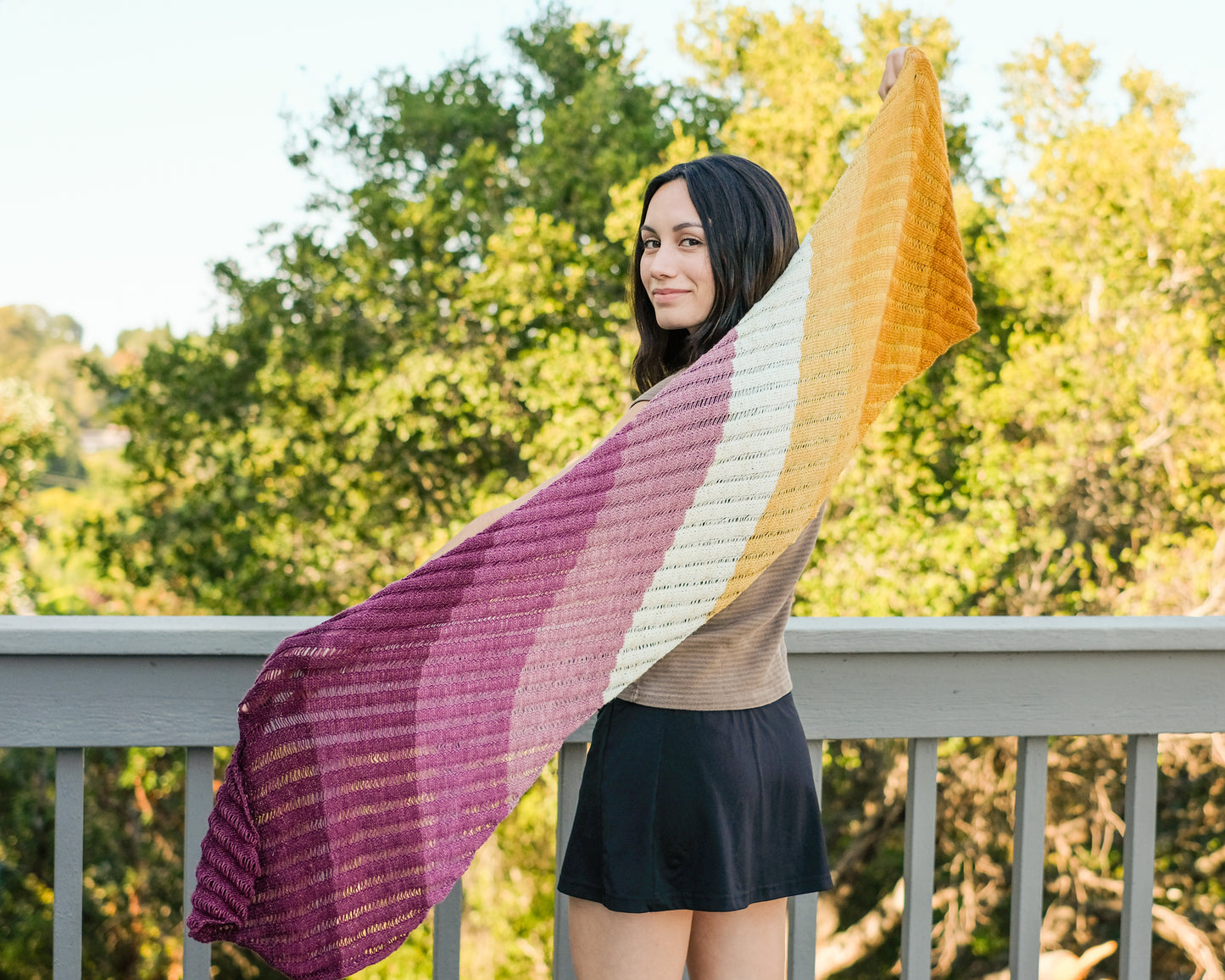 Clapotis Shawl Plum and Gold Mini Kit