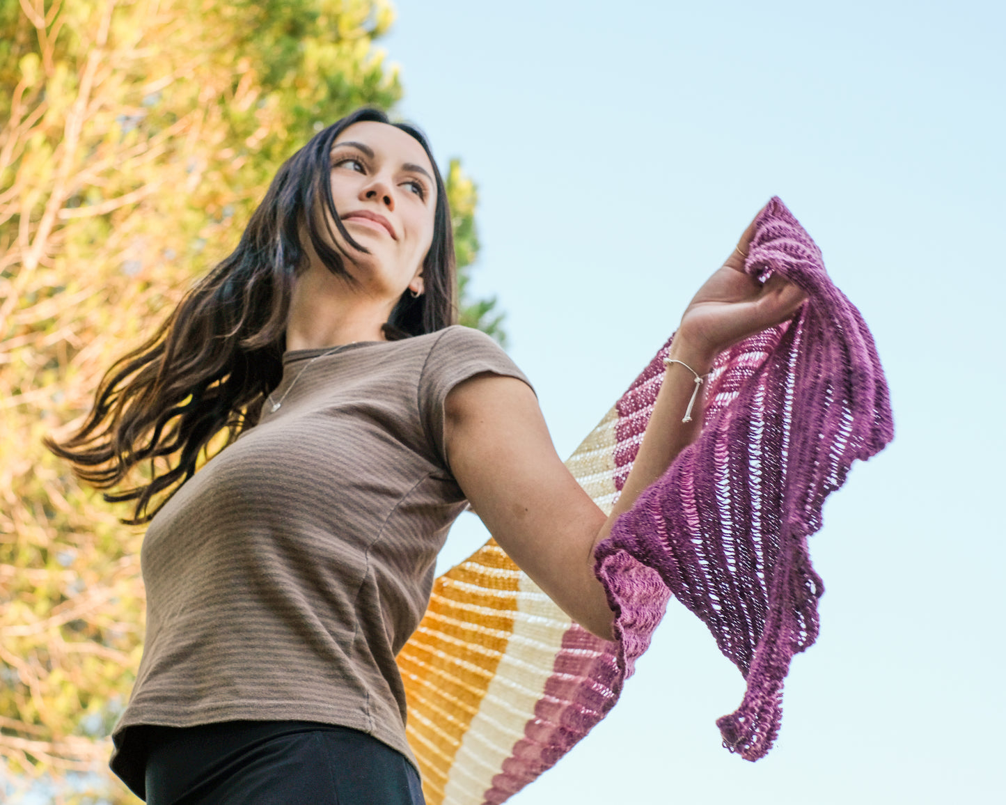 Clapotis Shawl Plum and Gold Mini Kit