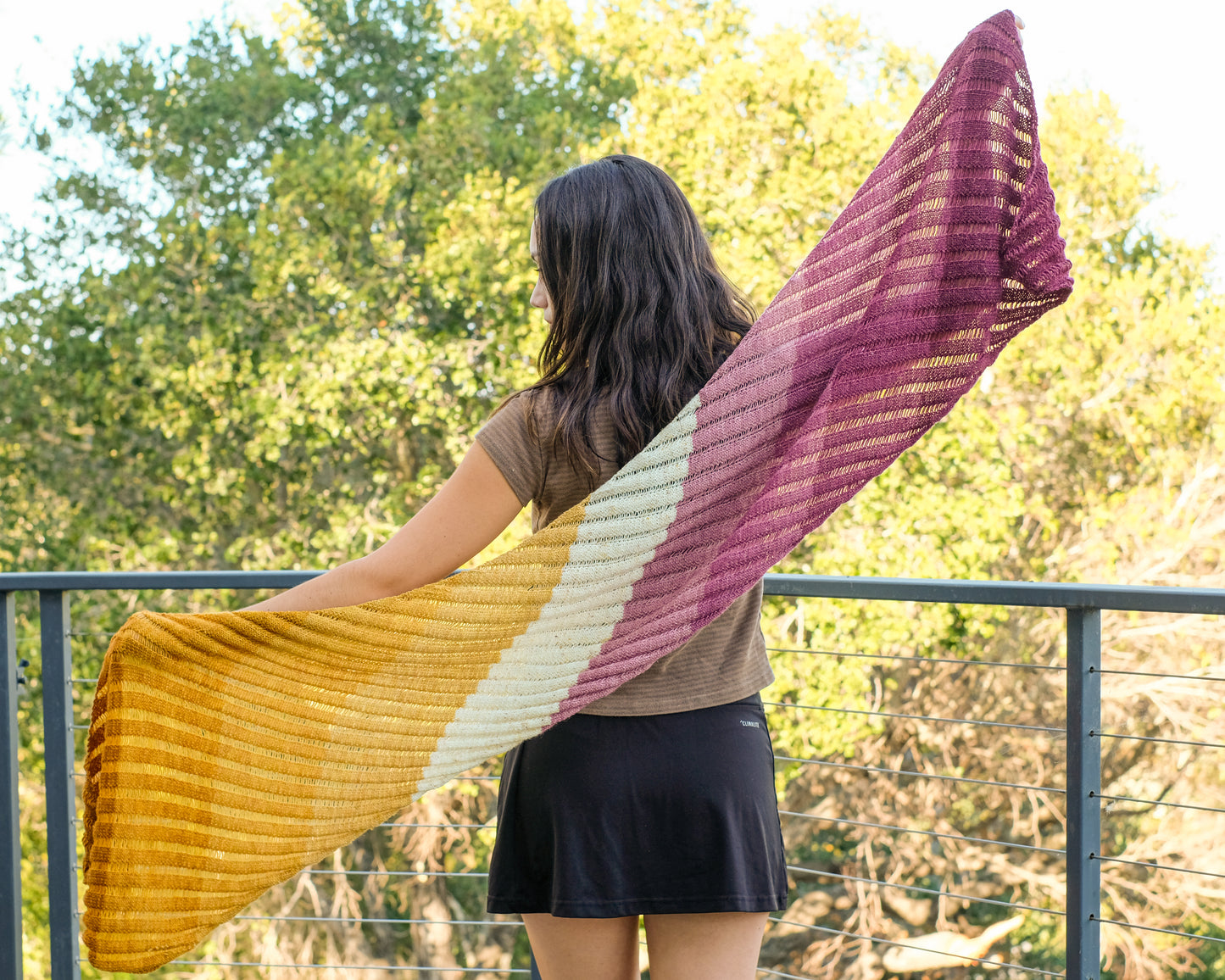 Clapotis Shawl Plum and Gold Mini Kit