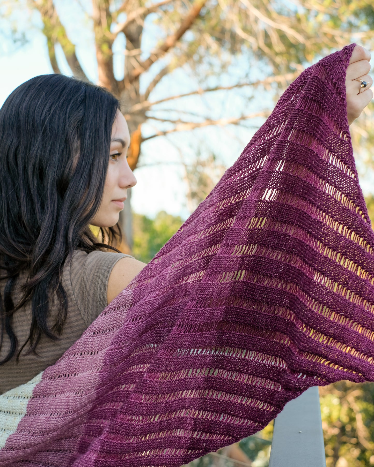 Clapotis Shawl Plum and Gold Mini Kit