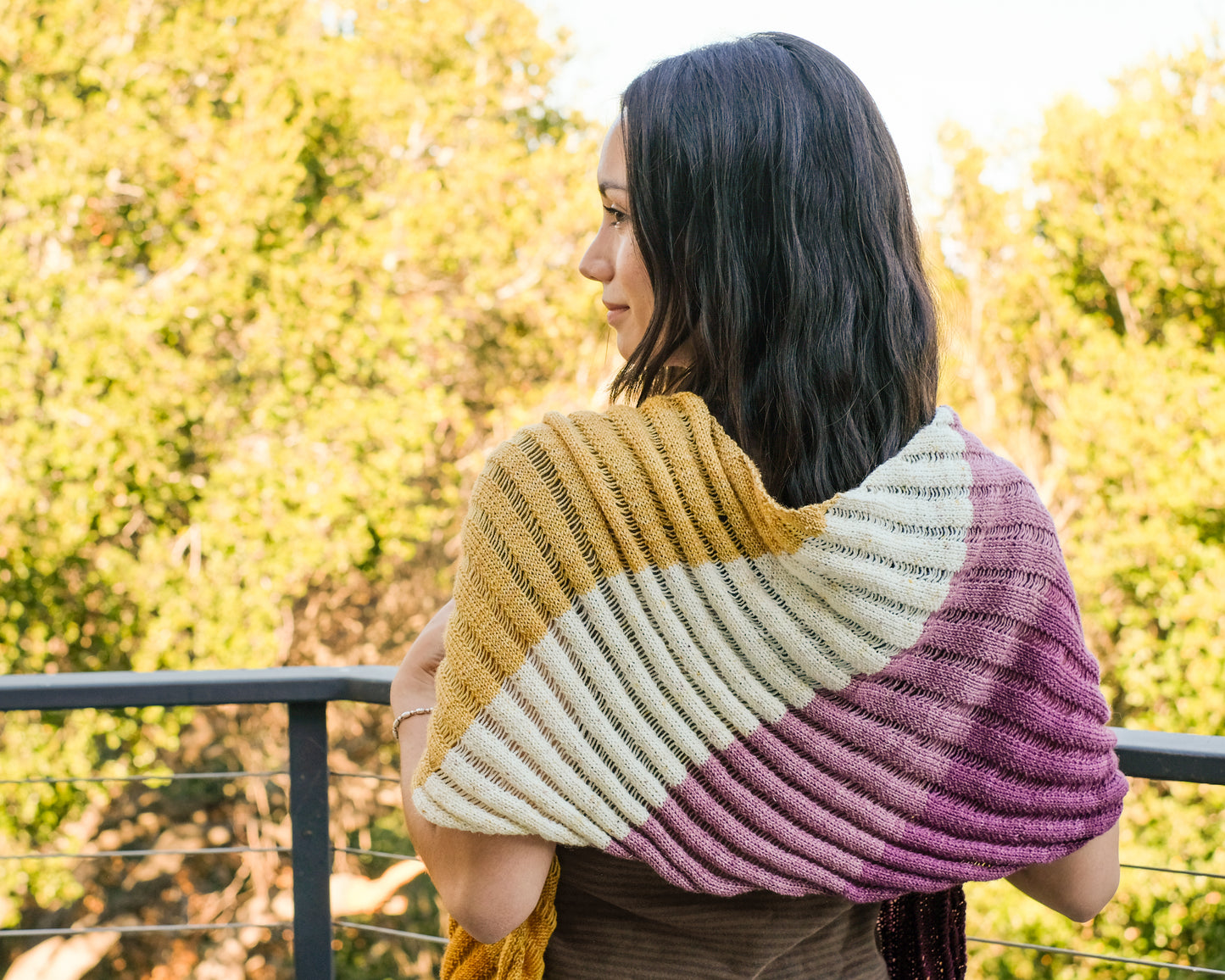 Clapotis Shawl Plum and Gold Mini Kit