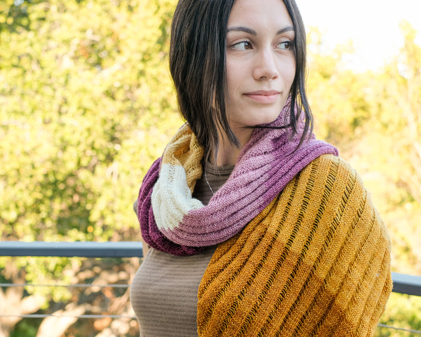 Clapotis Shawl Plum and Gold Mini Kit