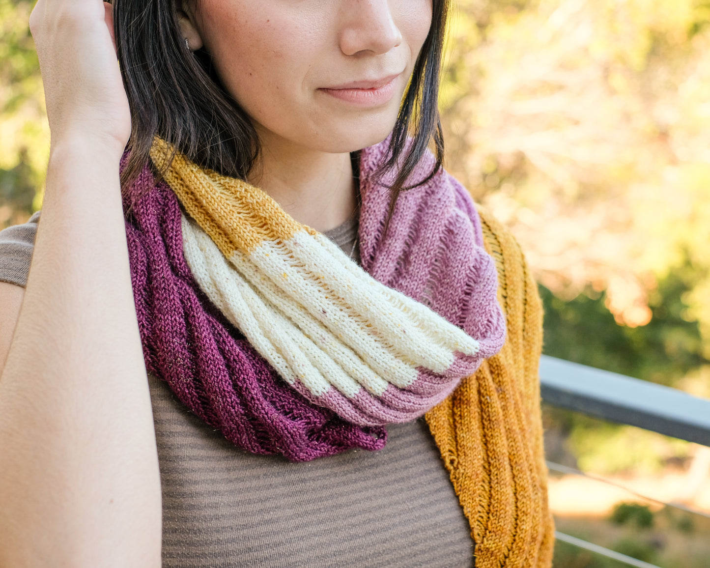 Clapotis Shawl Plum and Gold Mini Kit